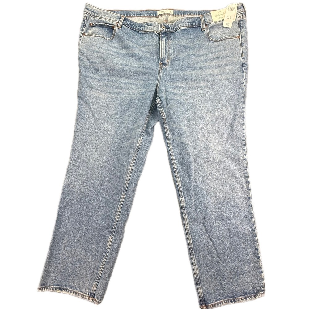 Abercrombie & Fitch The Straight Jeans Women 24R 37 Blue Mid Rise Light Wash
